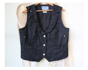 Black Vest Women's Cotton Waistcoat Large Size