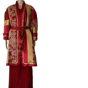 Jeanne Marc Sleeveless Pleated Dress and Red Gold Jacket Size XL