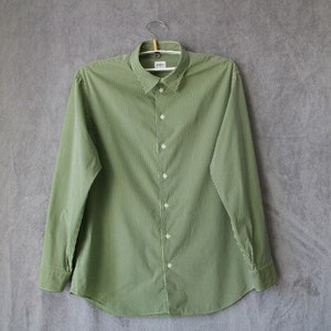 ARMANI Striped Men's Shirt Black Green Cotton Shirt Size XL