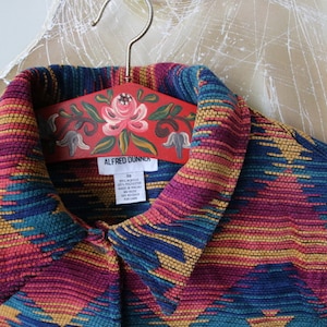Vintage Multicolor Blazer Women Cardigan Oversized Jacket Plus Size