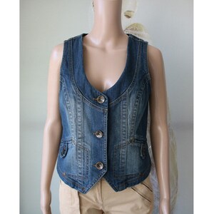 CECIL mouwloze blauwe denim damestop medium maat