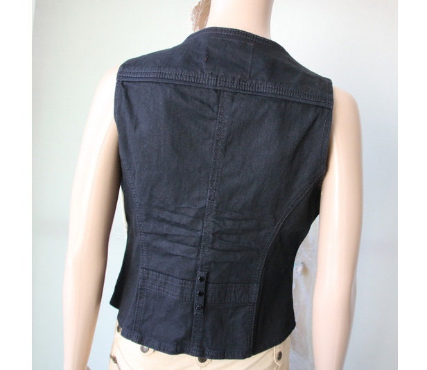 Black sleeveless denim jacket womens best sale
