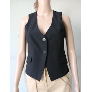MEXX Black Vest Women's Formal Fitted Classic Romantic Vest Medium Size