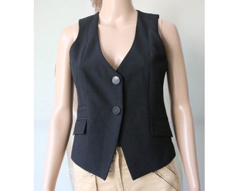 MEXX Black Vest Women's Formal Fitted Classic Romantic Vest Medium Size