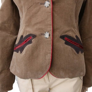 Vintage Brown Corduroy Blazer Women&#39;s Formal Jacket Small Size