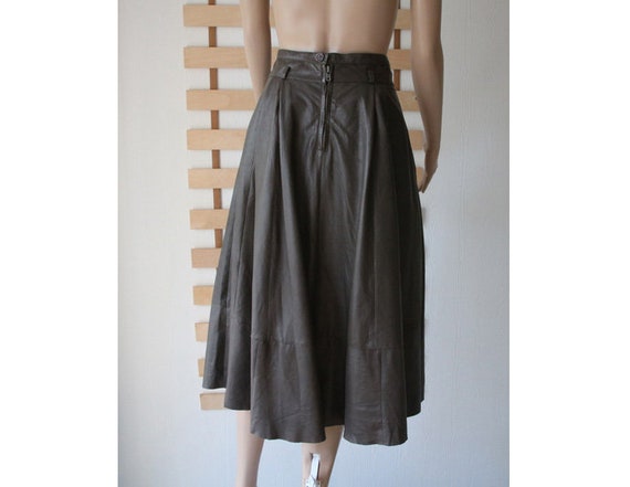Women's Leather Skirt Gray Brown Soft Leather Skir