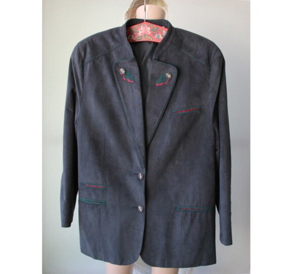 Vintage Polyester Unisex Jacket Gray Bavarian Jac… - image 2