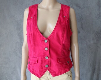 CECIL Hot Pink Vest Women Cotton Vest  Medium Size