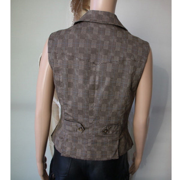Plaid Women's Vest Checkered Waistcoat Medium Size
