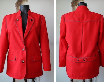 Blazer en polyester rouge dirndl costume traditionnel bavarois des Alpes, veste de taille moyenne