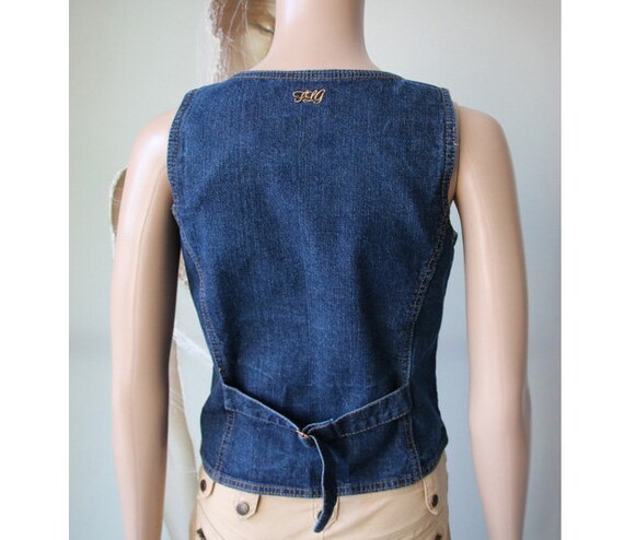 Women's Blue Denim Vest Sleeveless Top 