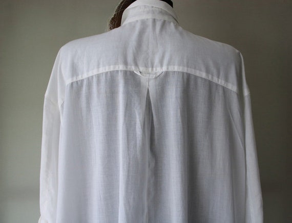 Vintage Cotton Blouse Dress Womens White Long Blo… - image 7