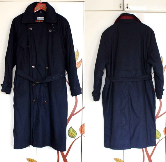 Classic Men's Trench Coat Blue Warm Trench Coat wi