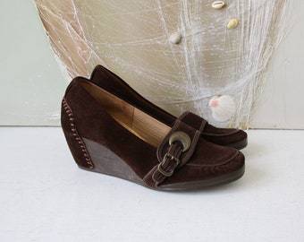 Vintage Clarks Brown Suede Leather Zapatos de Mujer 5.5/38.5/8