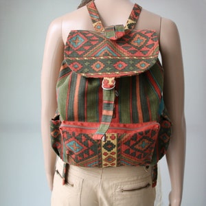 Sac à dos en toile fait main Sac de randonnée Sac à dos en toile multicolore