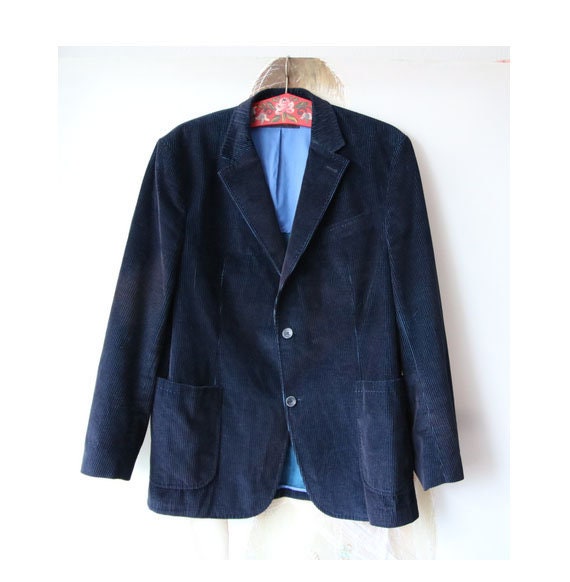 CARL GROSS Men's Blue Jacket Corduroy Cotton Jacke