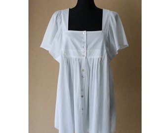 GUDRUN SJODEN White Tunic Women&#39;s Short Sleeve Blouse Peasant Style Tunic Size XXL
