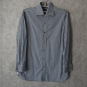 Tom Ford Men&#39;s Shirt Black White Checkered Button Front Cotton Dress Shirt