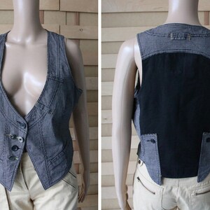 Vintage Women's Plaid Vest  Black White Waistcoat S/M Size
