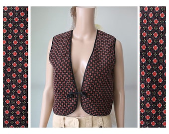 Chaleco de pana vintage Chaleco multicolor con forro cálido de tamaño mediano