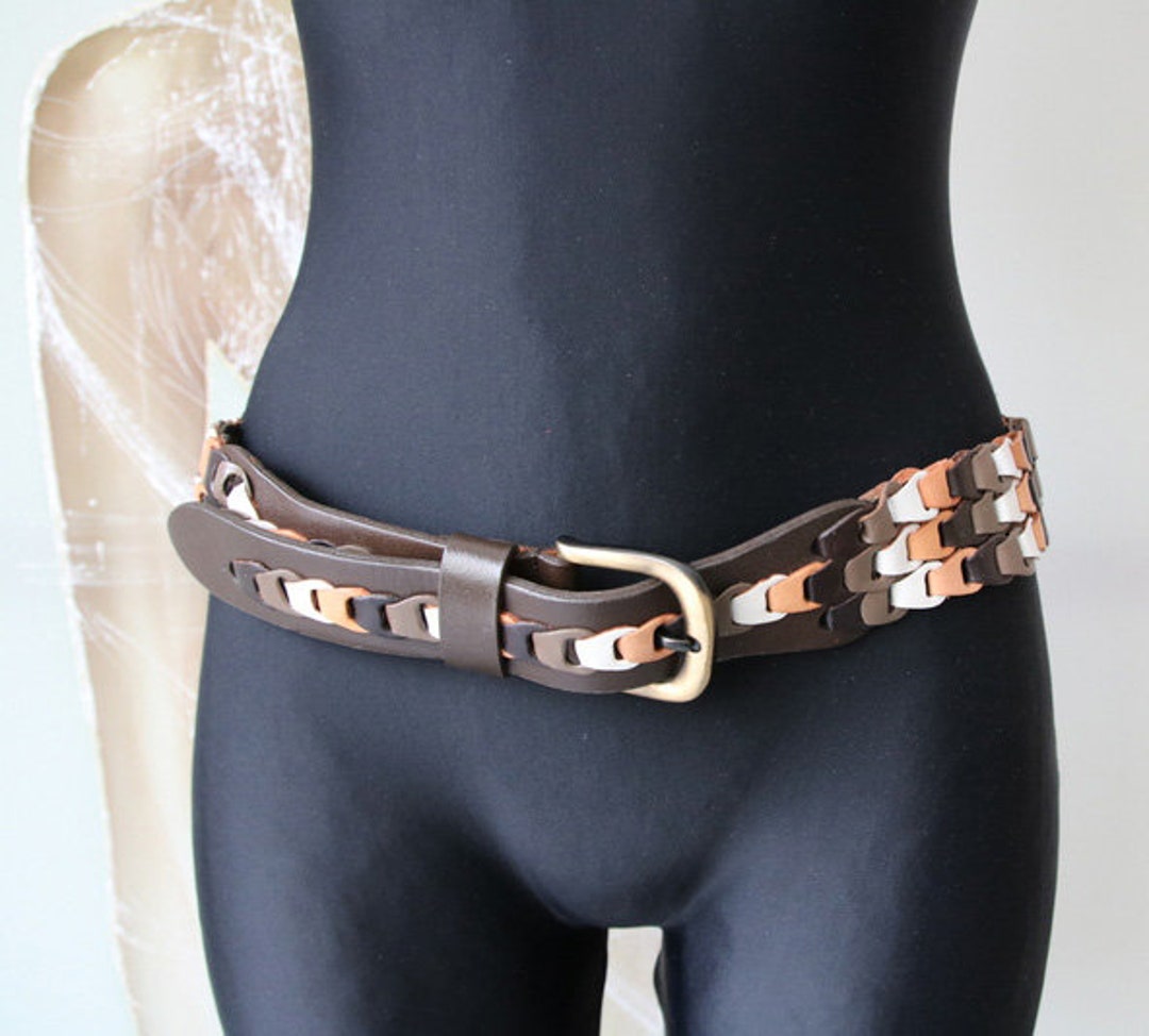 Three-color Braided Genuine Leather Belt Women display picture 3