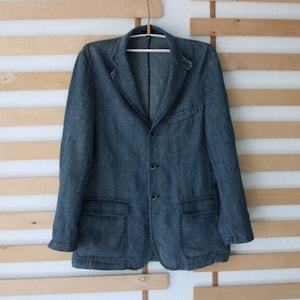 Corneliani ID Men's Blue Gray Jacket Linen Jacket Made in Italy Size 54