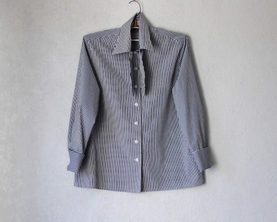 JOOP! Vintage White Blue Vertical Striped Cotton B