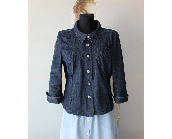 Veste En Jean Vintage Courte DKNY Début Années 2000 Taille S - Occasion Très Bon état