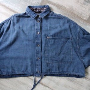 DIESEL Industry Blue Blouse Wide Shoulder Oversized Womens Shirt Medium Size