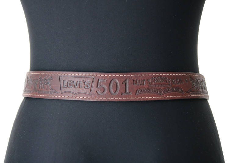 LEVIS Brown Leather Belt Metal Detail Brown - Etsy