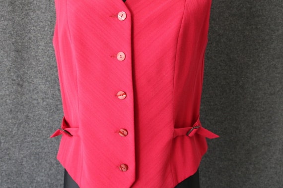 Vintage Red Raspberry Vest Women's Formal Fitted … - image 4