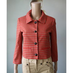 Plaid Blazer Women Cropped Jacket Small Size