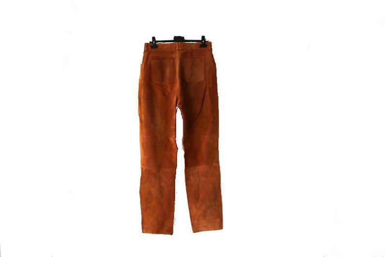 90's High Waist Rust Suede Leather Women's Pants Large | Etsy