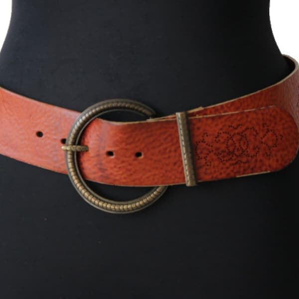 Max& Co Brown Genuine Leather Belt  Accessories Made in Italy Size L