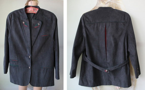 Vintage Polyester Unisex Jacket Gray Bavarian Jac… - image 3