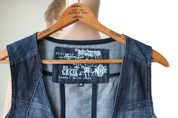 Blue Denim Vest Two Tone Jean Vest 