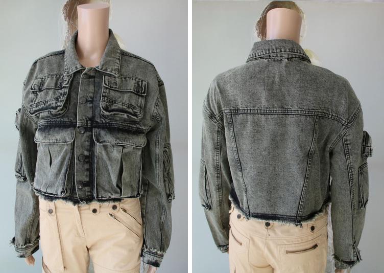 Denim Cropped Gray Jacket Women's Acid Wash Jacket Small Size - Etsy