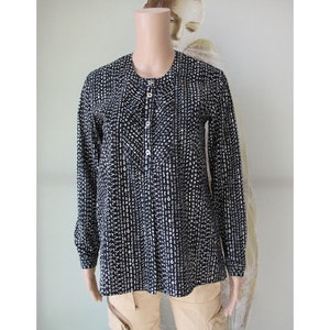 MARIMEKKO Women&#39;s Cotton Blouse Long Sleeve Black White Shirt Oversized Blouse Size S