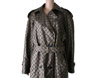 Imperméable classique vintage pour femme, trench-coat gris noir vintage, vêtement d'extérieur fabriqué en Autriche, grande taille