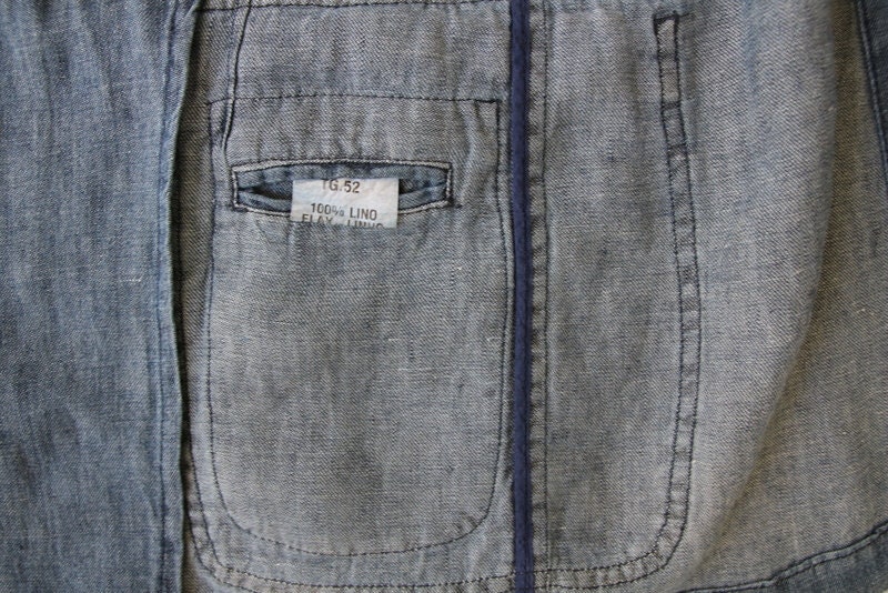 Corneliani ID Men's Blue Gray Jacket Linen Jacket Made in