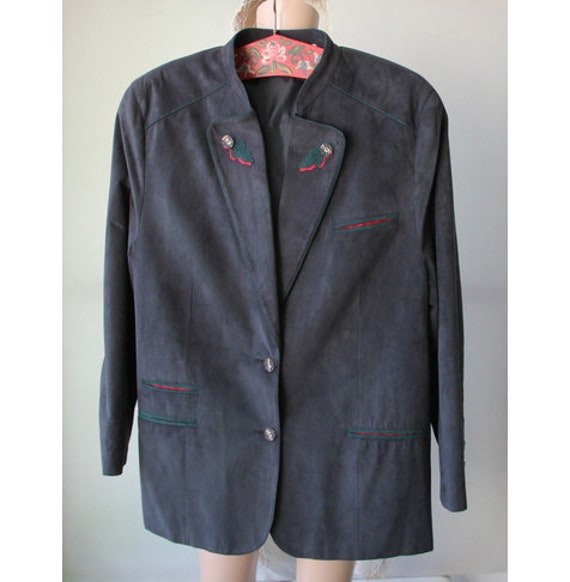 Vintage Polyester Unisex Jacket Gray Bavarian Jac… - image 5