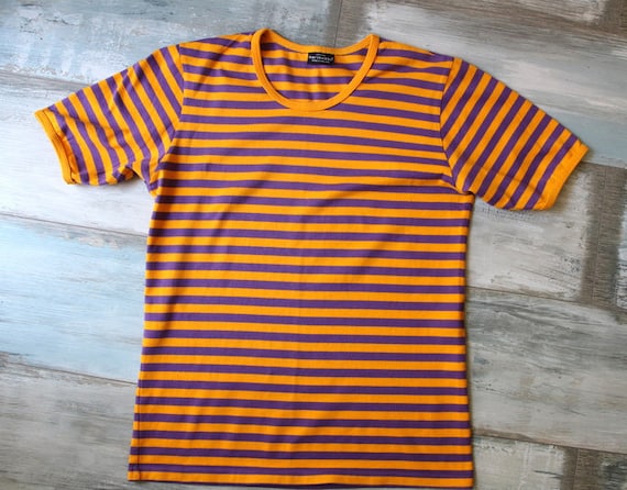 MARIMEKKO Shirt Nautical Top Yellow Purple Striped Sailor