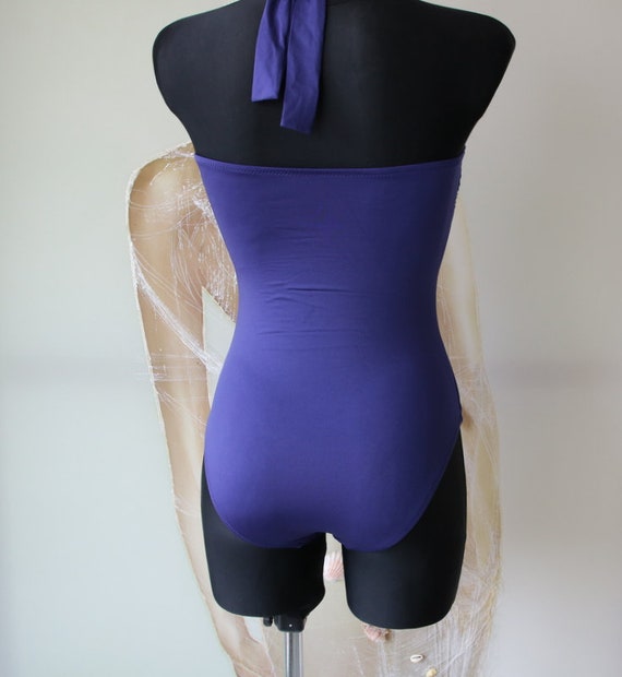 Anna Club by LA PERLA Purple One Piece Swimsuit Bathing Suit Medium Size 
