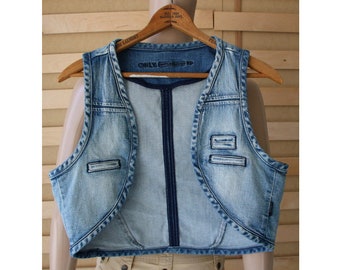 Denim Bolero Cardigan Mujer Chaleco Corto Azul Tamaño Mediano