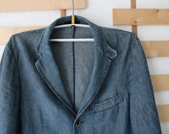 コルネリアーニID コットンジャケット 54 Corneliani ID Men's Blue Gray Jacket Linen Jacket Made in