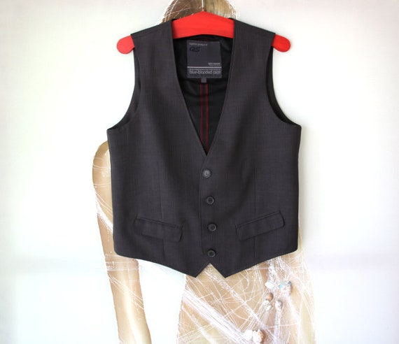 Men's Vintage Gray Vest Traditional Waistcoat Lar… - image 1