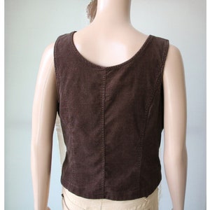 Gilet en velours côtelé pour femme, gilet en coton marron, taille moyenne image 4