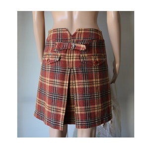 Vintage Tartan Skirt Ladies Wool Plaid Skirt Small Size