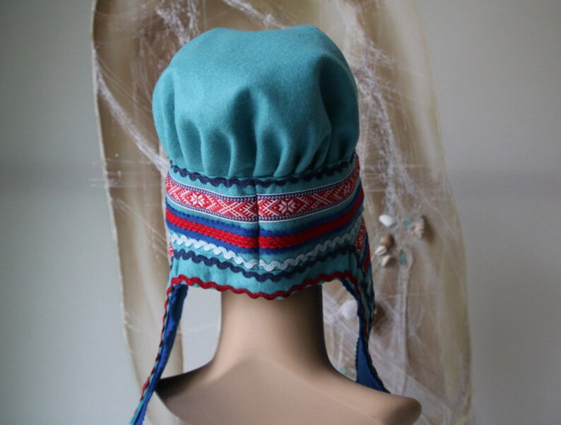 Women's Sami Style Handmade Hat Lapland Scandinavian Folk Art image 6