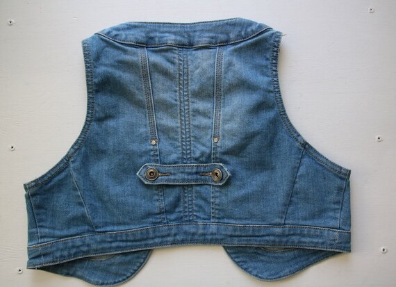 Denim Bolero Cardigan Women Blue Short Vest Xs Size